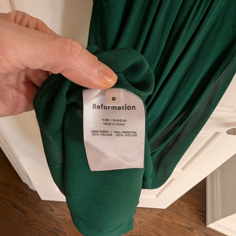 Reformation Nikita Emerald Green Dress Size 0 - Picture 12 of 12